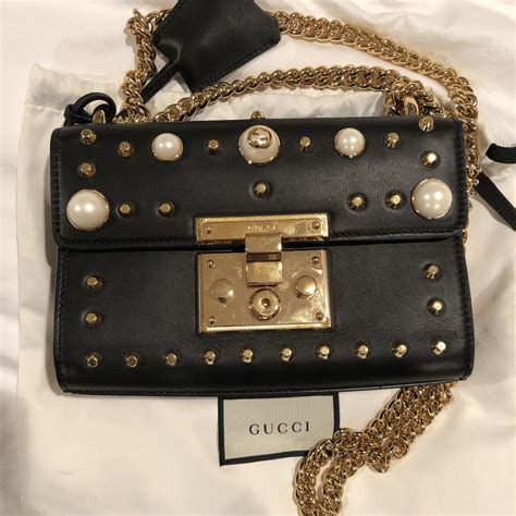 gucci pearl studded bag|Gucci pearl shoulder bag.